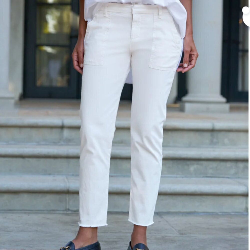 Frank & Eileen Blackrock Utility Pant Italian Peached Twill Chalk Size 10